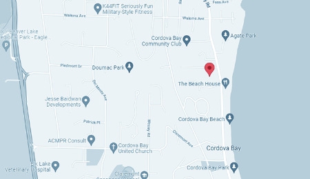 Google map screen capture showing the location of Victoria Skin Cancer Screening & Early Diagnosis on Cordova Bay Road